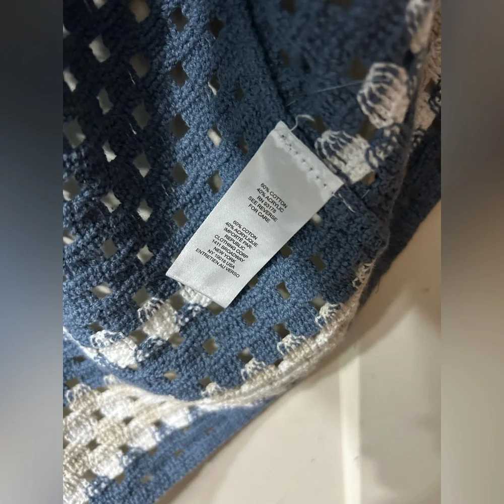 Truth by Republic Button down Crocheted striped Blue and White Men's Shirt - Picture 5 of 6